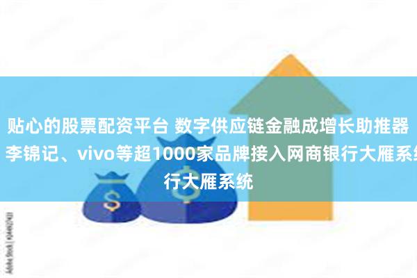 贴心的股票配资平台 数字供应链金融成增长助推器：李锦记、vivo等超1000家品牌接入网商银行大雁系