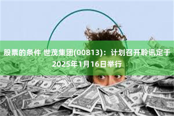 股票的条件 世茂集团(00813)：计划召开聆讯定于2025年1月16日举行